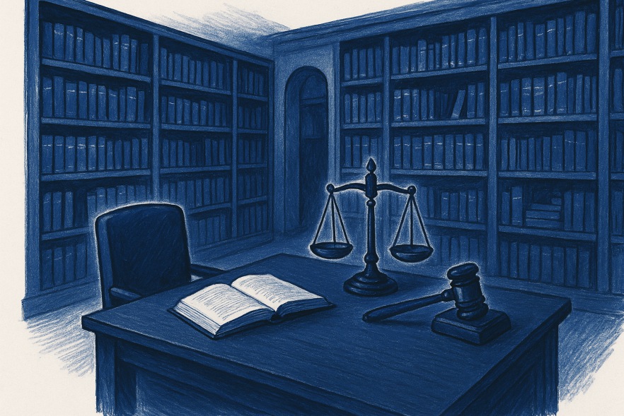 Modern legal library illustration